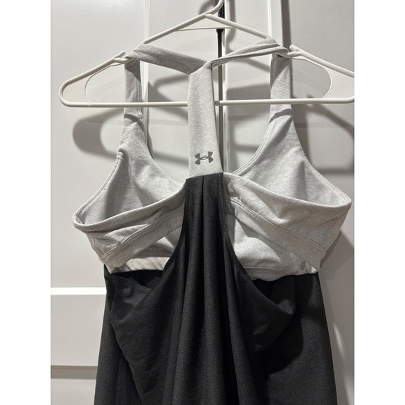 Under Armour Women's Gray Black Athletic Tank Top Built-In Bra Layered - Picture 4 of 4